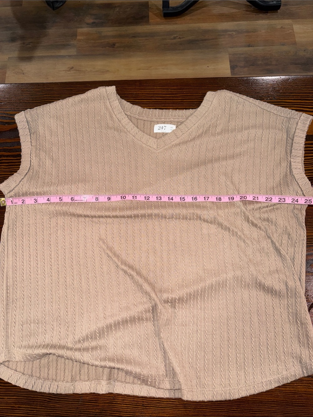 Maurices 24/7 textured Berkeley Short Sleeve Ribbed Tee - Taupe Brown size XXL - Picture 7 of 8